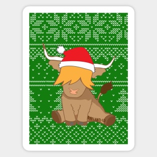 Christmas knitting highland cow Sticker